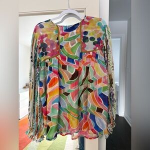 Blink “Tiara” Colourful lightweight Abstract Print Long-Sleeve Blouse size XL